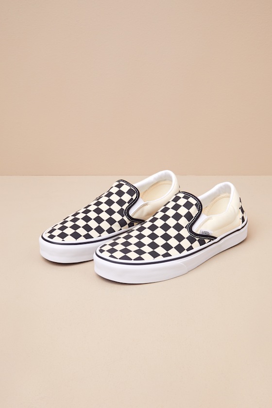 Vans Classic Black & White Checkerboard Slip-on Sneakers In Black