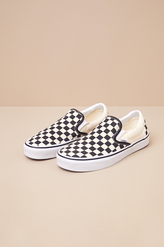 Classic Black & White Checkerboard Slip-On Sneakers 3