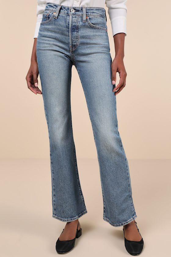 Levi's Wedgie Bootcut Medium Wash High-rise Denim Jeans In Blue