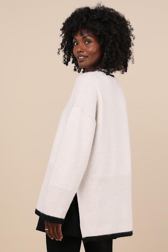 Shop Lulus Essential Season Ivory Oversized Crew Neck Pullover Sweater