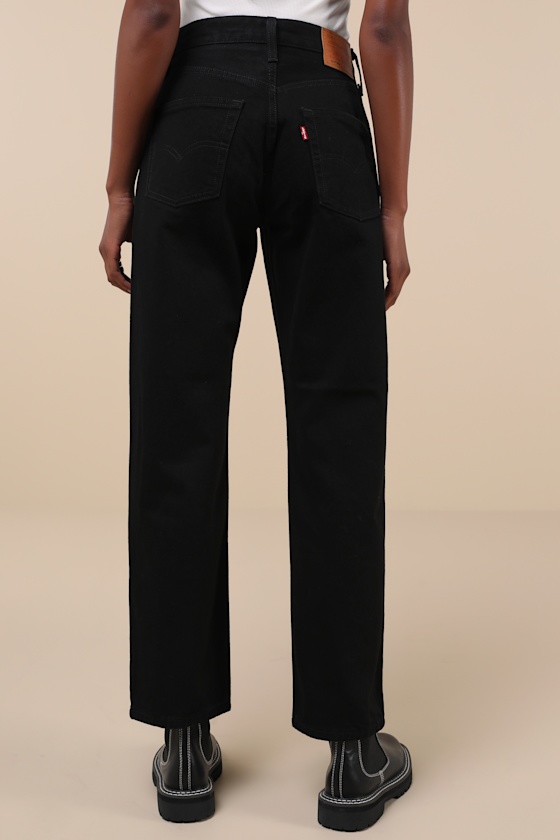 LEVI'S 501 '90S BLACK MID RISE STRAIGHT LEG DENIM JEANS 