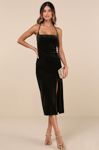 Gorgeous Composure Olive Velvet Lace-Up Sleeveless Midi Dress 3