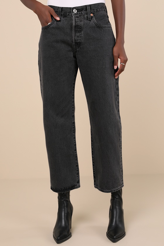 501 '90s Ankle Washed Black Mid-Rise Straight Leg Jeans 2