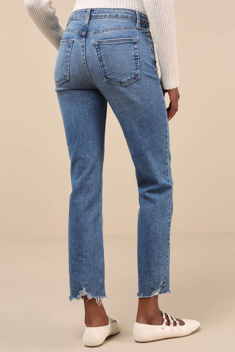 Roaming Wild Medium Wash High-Waisted Straight-Leg Jeans