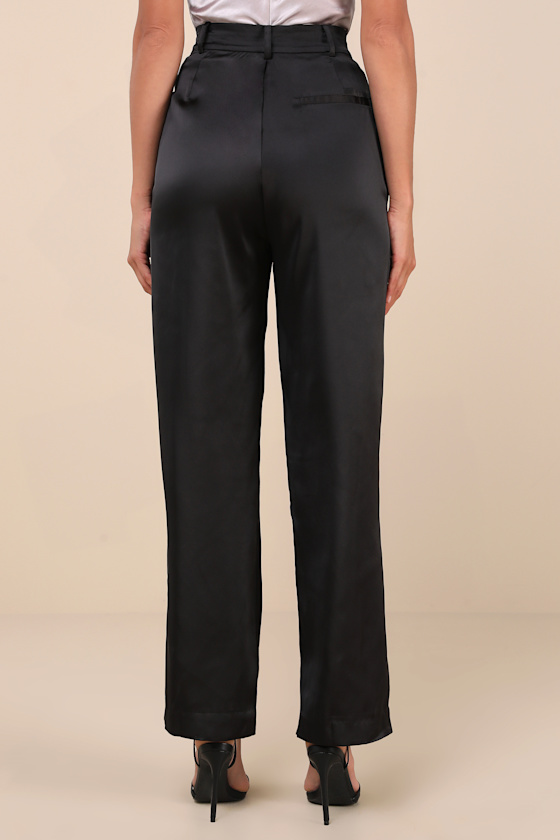 Lulus Flawless Behavior Black High Rise Straight Leg Pants In Black