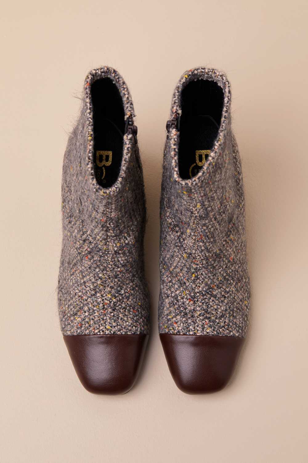 Told Ya So Natural and Black Sweater Tweed Ankle Boots