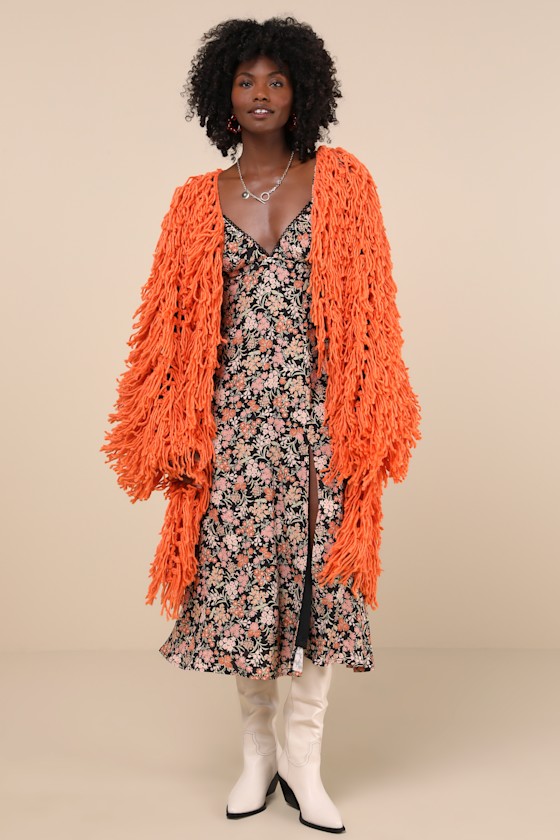 Orange longline cardigan deals