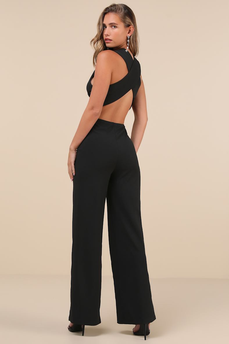 Thinking Out Loud Black Backless Jumpsuit