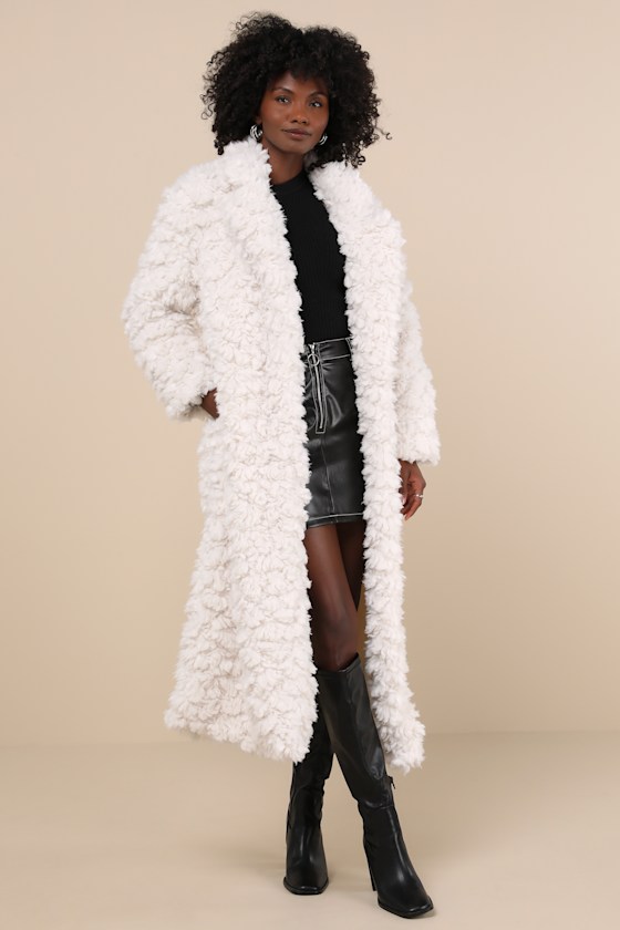 Incredible Comfort Ivory Faux Fur Longline Coat 5