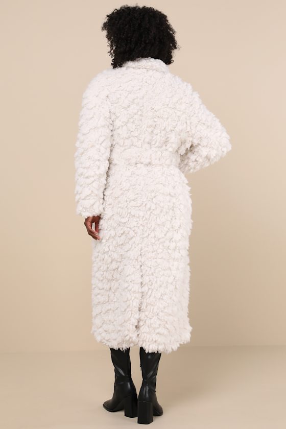 Incredible Comfort Ivory Faux Fur Longline Coat 3