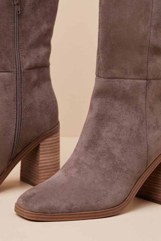 Dolce Vita Flapper Mushroom Taupe Suede Knee-high Boots In Taupe