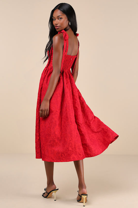 Red dress with tie straps store