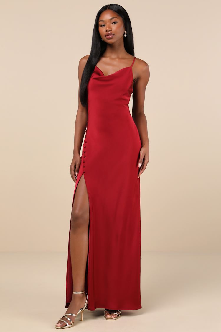 strapless open back dress Cowl Halter Mini Dress - Red main image 1