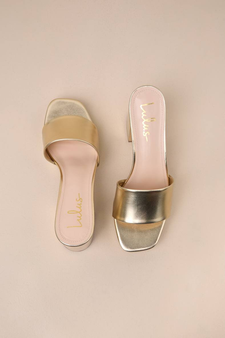 Carington Gold High Heel Slide Sandals