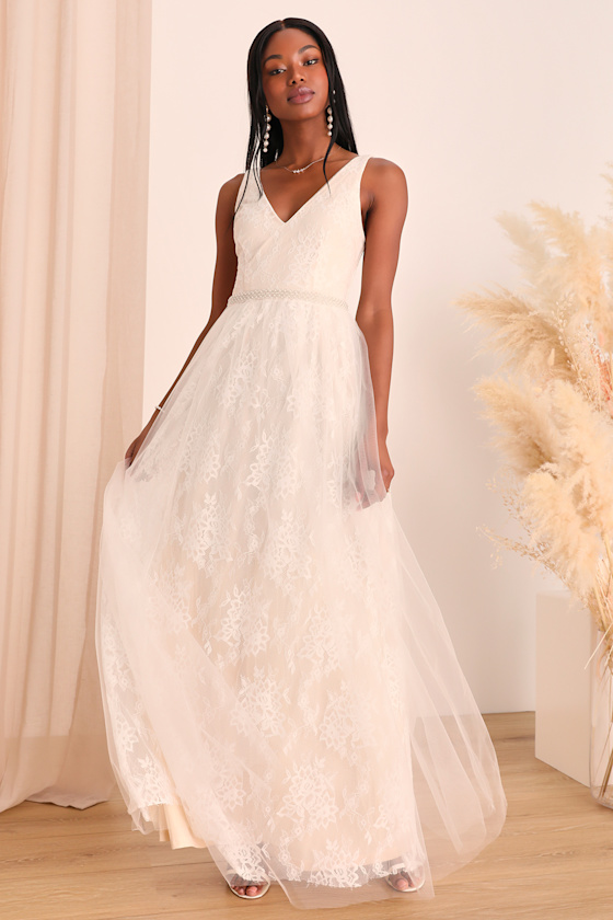 Sweet Love Ivory Lace Beaded Maxi Dress 5