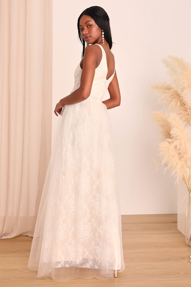 Sweet Love Ivory Lace Beaded Maxi Dress