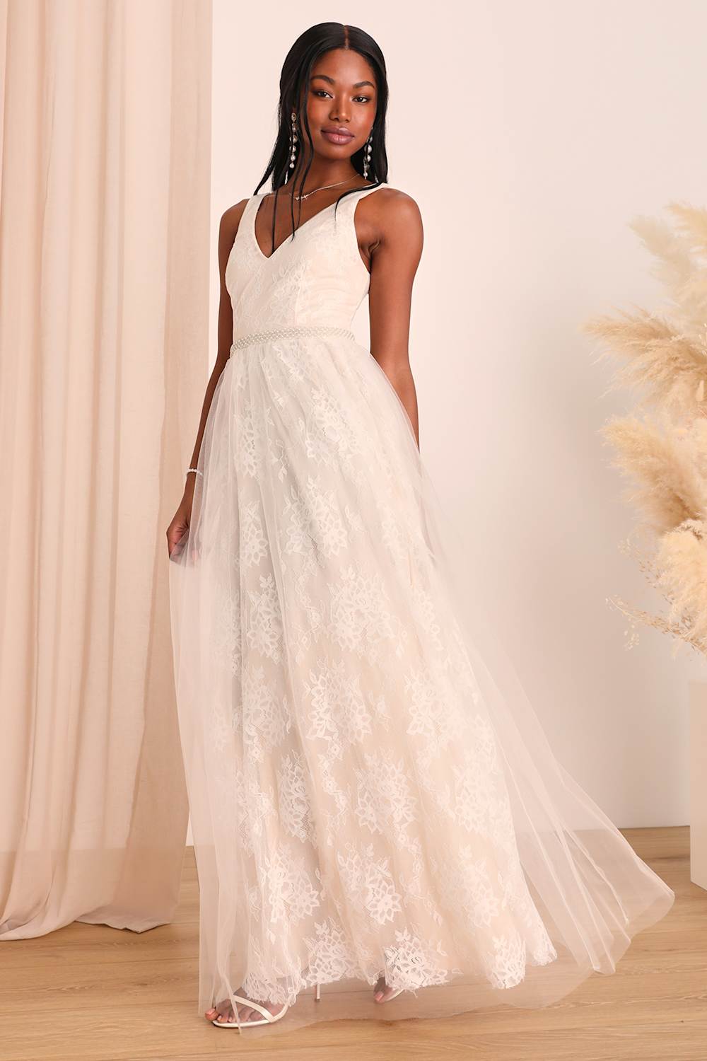 Sweet Love Ivory Lace Beaded Maxi Dress