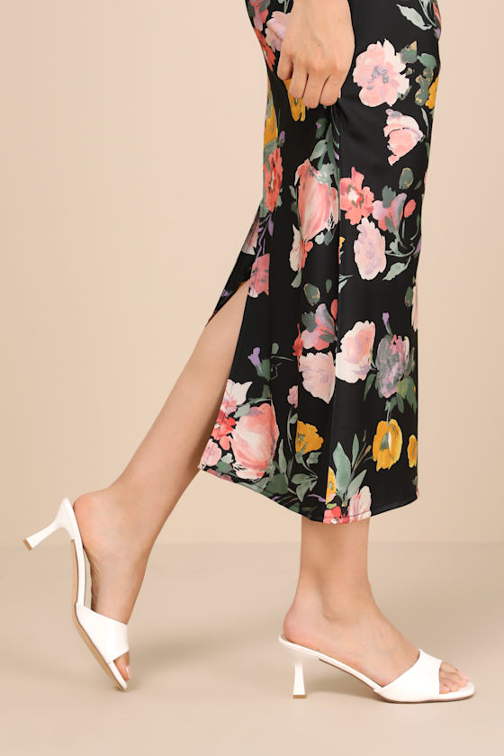 Honorine White Patent High Heel Slide Sandals 1