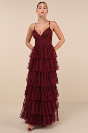 lulus burgundy prom dress Lovely Burgundy Dress - Maxi Dress - Mermaid Maxi - Gown