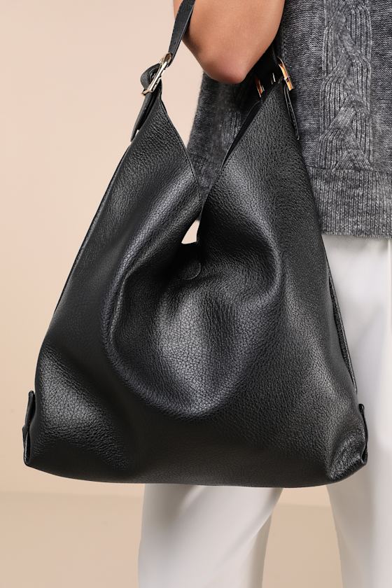Distinct Coolness Black Slouchy Buckle Tote Bag 1