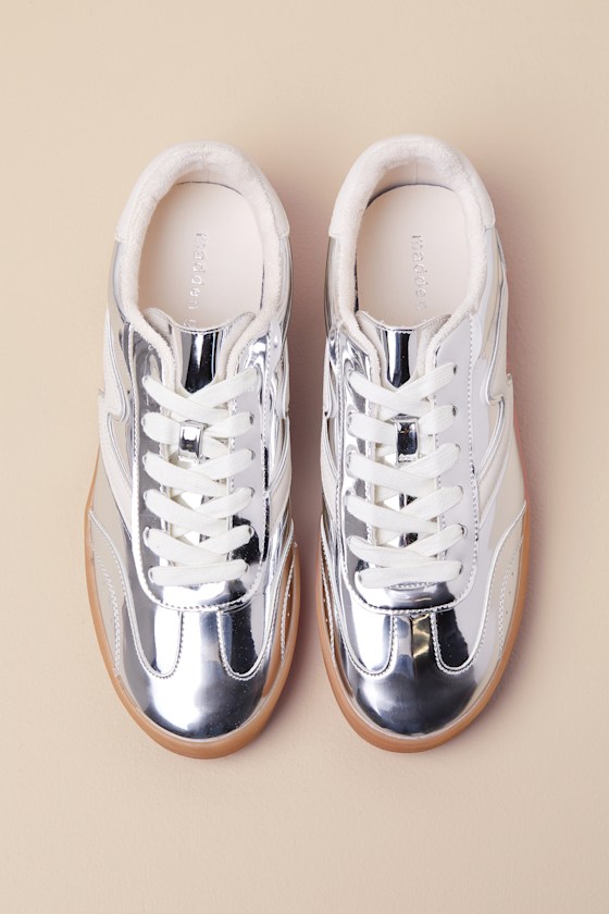 MADDEN GIRL GIIA SILVER MULTI COLOR BLOCK LACE-UP SNEAKERS