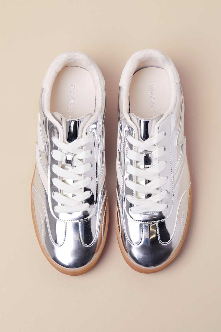 Giia Silver Multi Color Block Lace-Up Sneakers