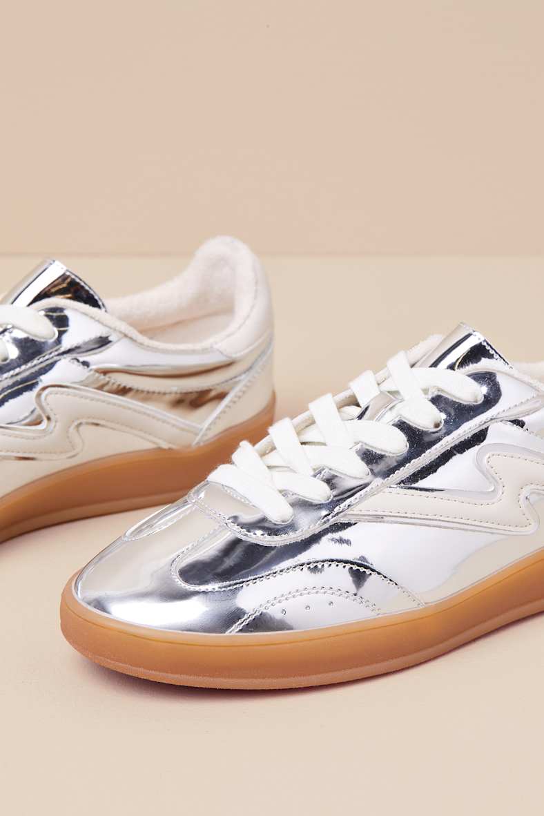 Giia Silver Multi Color Block Lace-Up Sneakers