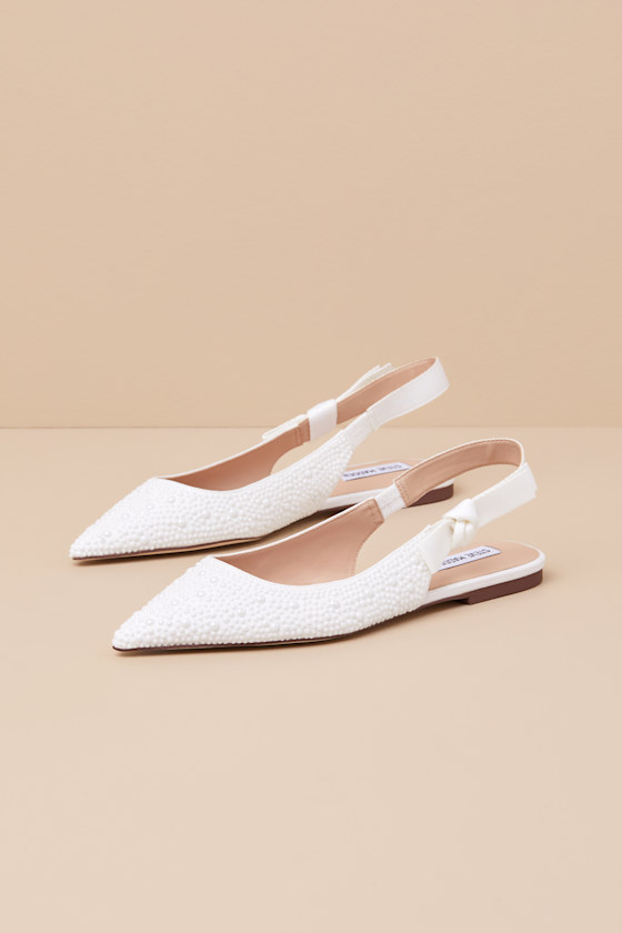 STEVE MADDEN OLSEN-P PEARL KNOTTED POINTED-TOE SLINGBACK FLATS