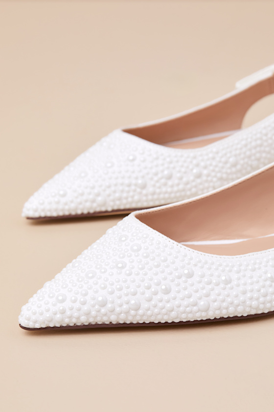 STEVE MADDEN OLSEN-P PEARL KNOTTED POINTED-TOE SLINGBACK FLATS