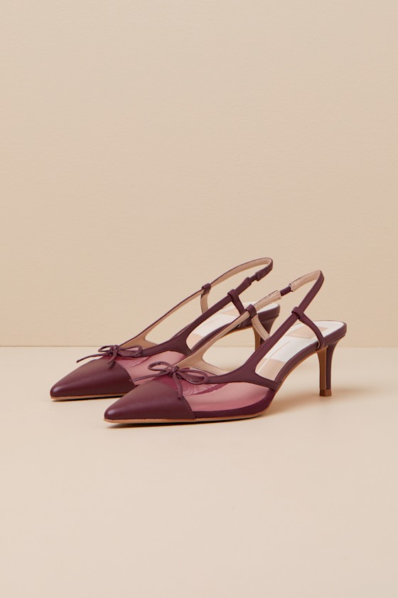 DOLCE VITA KANDI MAROON MESH LEATHER BOW SLINGBACK PUMPS