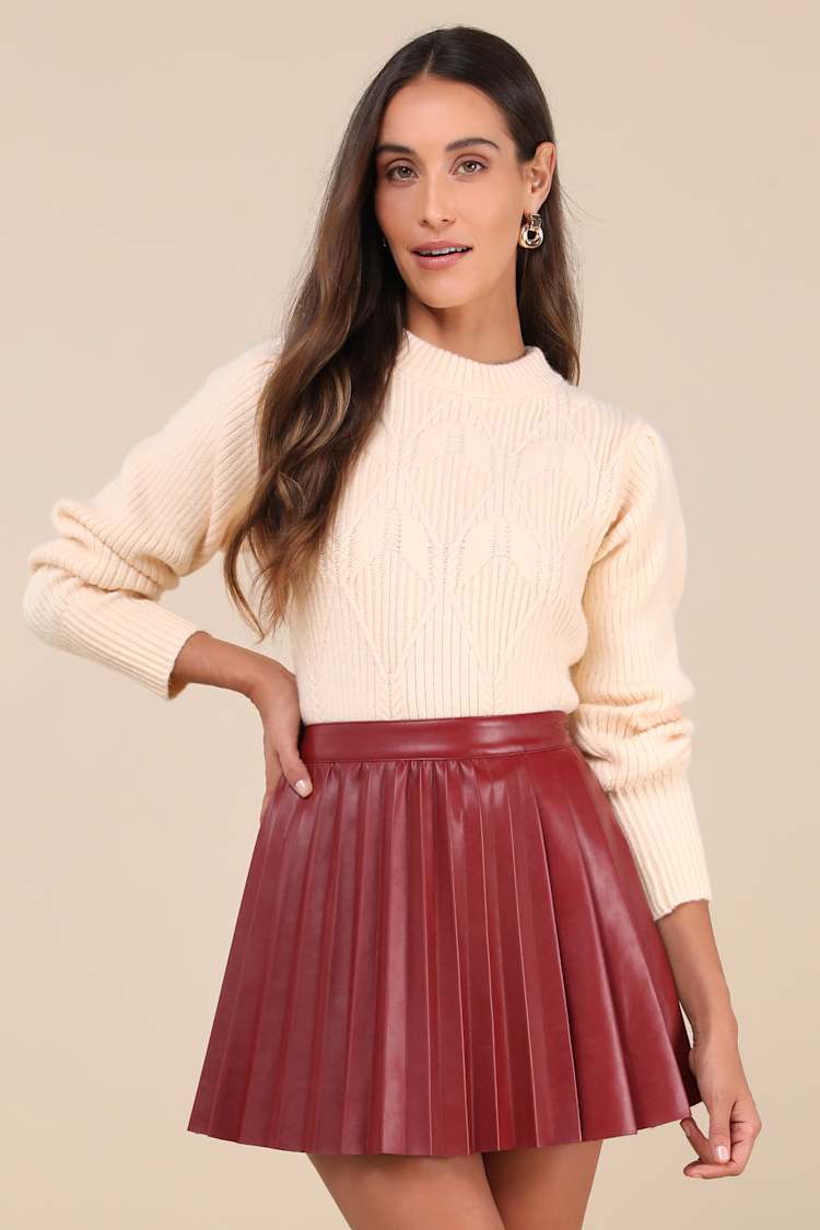 strapless open back dress Vixen Pleated Faux Leather Mini Skirt  VICI