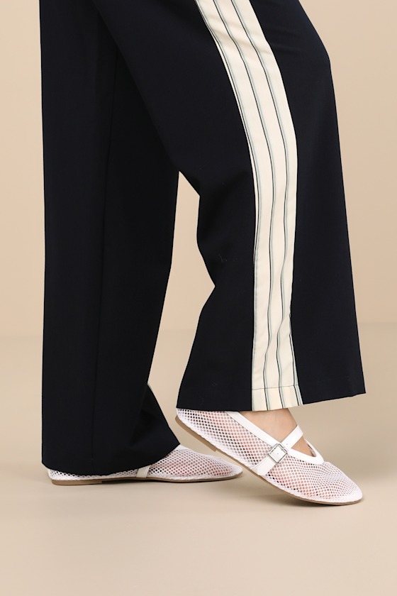 Nolita White Mesh Buckle Ballet Flats 2