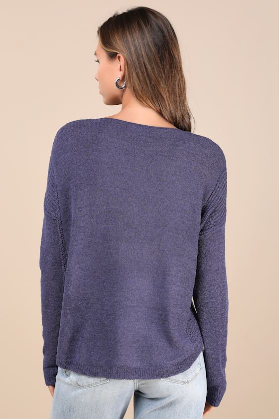 Lulus Positive Affirmations Blue Loose Knit Sweater In Blue