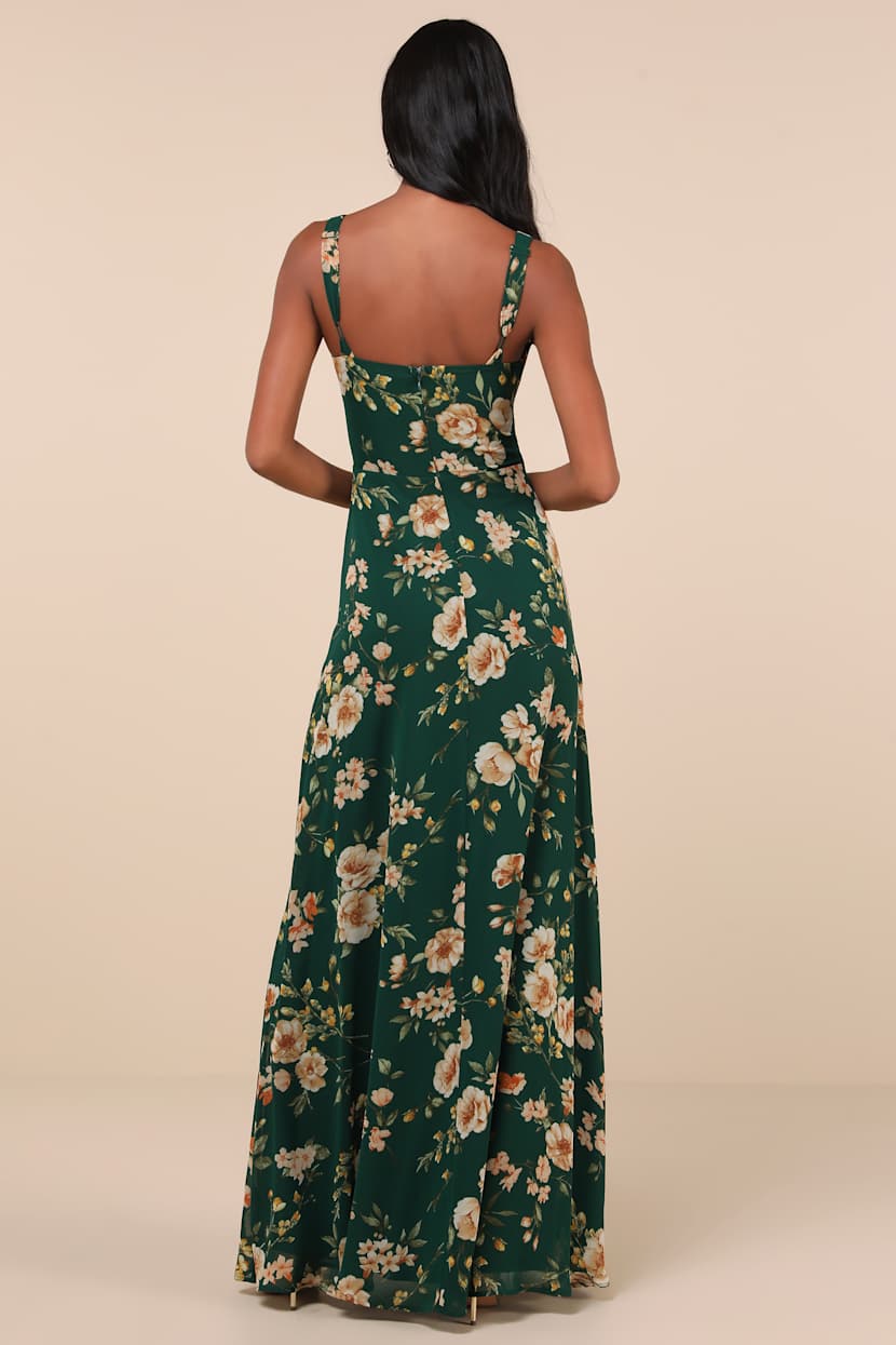 Remarkable Arrival Emerald Green Floral Sleeveless Maxi Dress