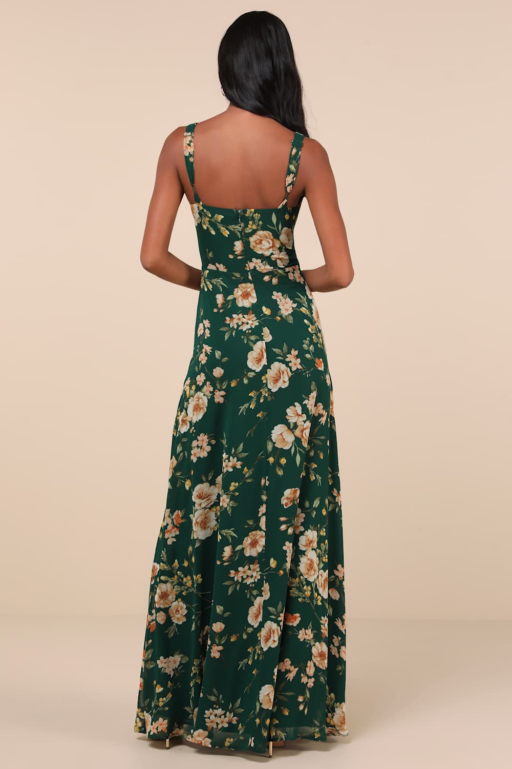 Remarkable Arrival Emerald Green Floral Sleeveless Maxi Dress