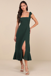 Summer Invite Emerald Green Tie-Strap Tiered Midi Dress 4