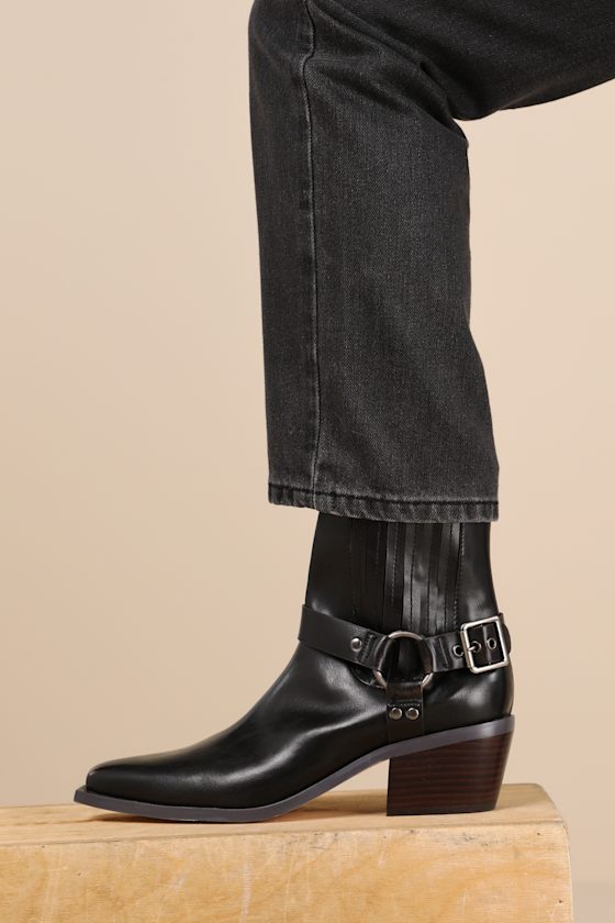 Karson Dark Brown Distressed Moto Ankle Boots 1