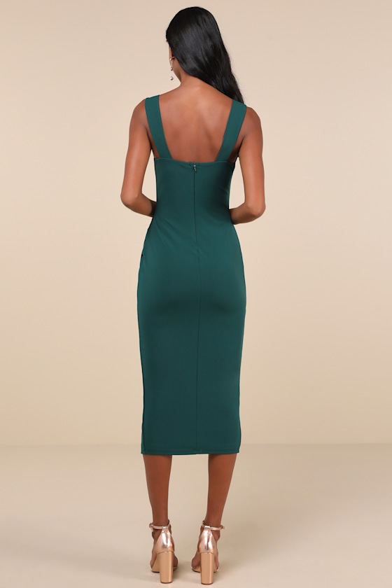 Lulus Always Beautiful Hunter Green Sleeveless Tulip Midi Dress In Green