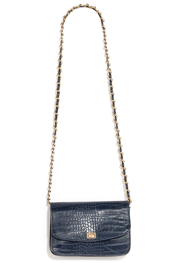 Cute Navy Blue Purse Vegan Leather Purse Croc Purse 31.00
