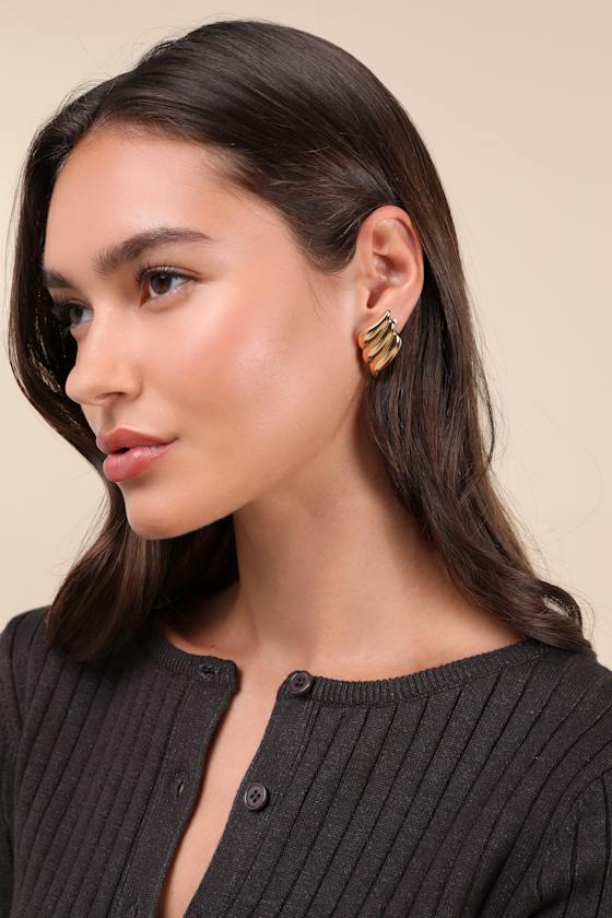 LULUS EXCEPTIONAL DELIGHT GOLD STATEMENT EARRINGS