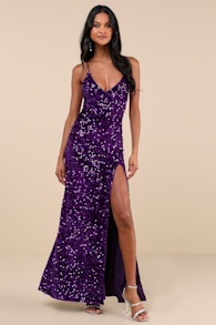 Keep it Regal Purple Sequin Velvet Maxi Dress 2