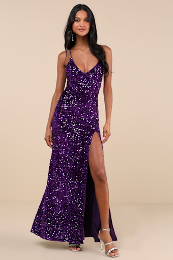 Keep it Regal Purple Sequin Velvet Maxi Dress 2