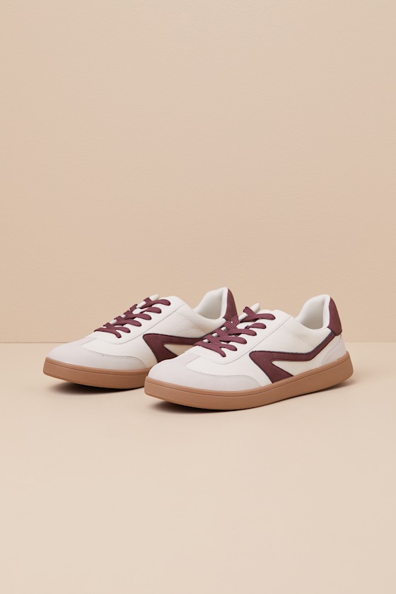 Voyage Burgundy Multi Color Block Lace-Up Sneakers 1