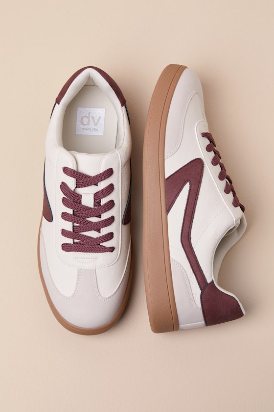Dolce Vita Voyage Burgundy Multi Color Block Lace-up Sneakers In Burgundy
