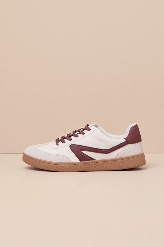 Dolce Vita Voyage Burgundy Multi Color Block Lace-up Sneakers In Burgundy