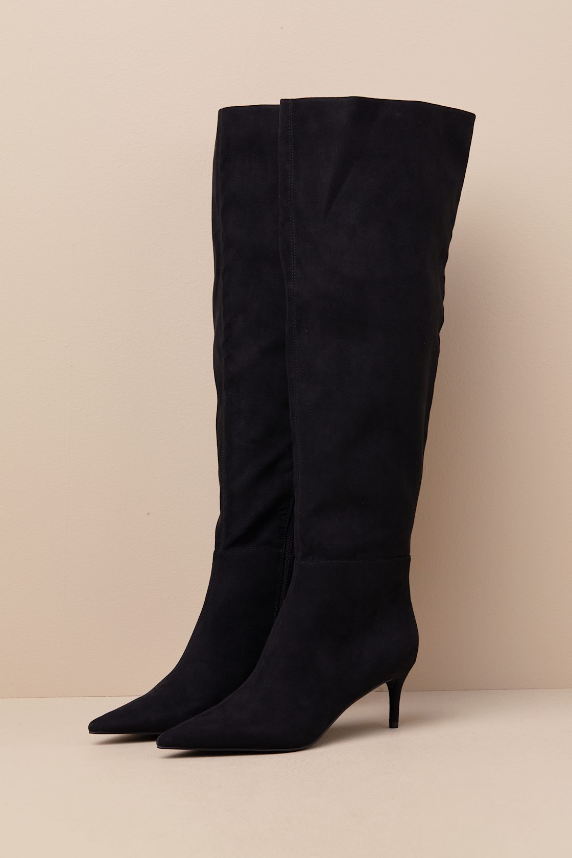 Tierny Black Suede Pointed-Toe Over-the-Knee Boots