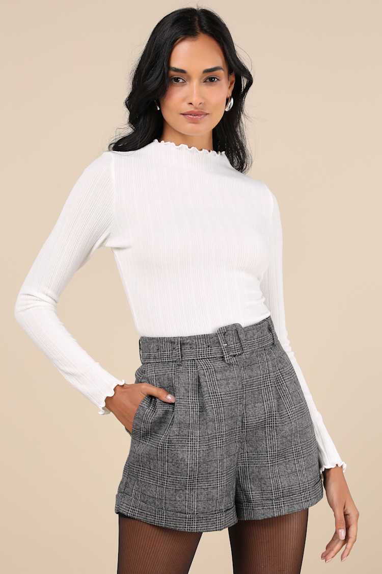 Ivory Mock Neck Top - Ribbed Sweater Knit Top - Lettuce Edge Top - Lulus Ivory Mock Neck Top - Ribbed Sweater Knit Top - Lettuce Edge Top - Lulus