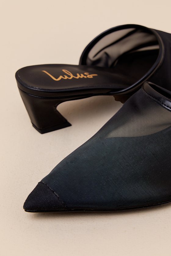 Lulus Annistan Black Mesh Pointed-toe Mule Pumps In Black