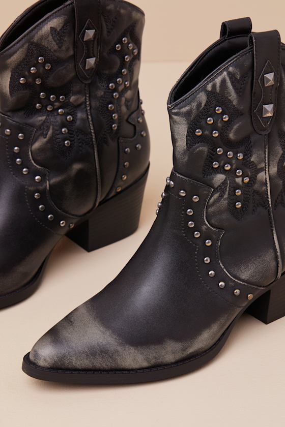 Studded western ankle boots on sale