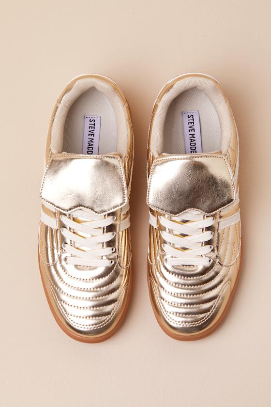Madrid Gold Quilted Lace-Up Sneakres 3